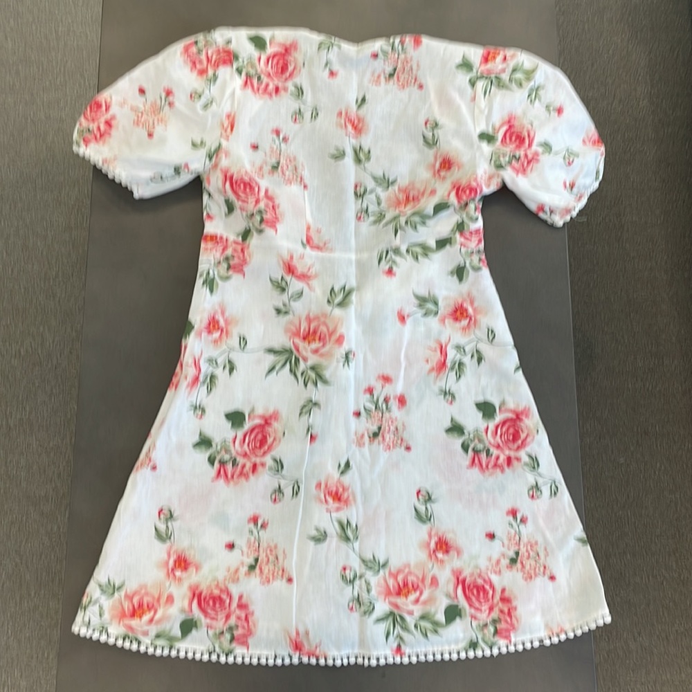Zara White Linen Blend Puff Sleeve Button Front Mini Dress - Picture 9 of 11